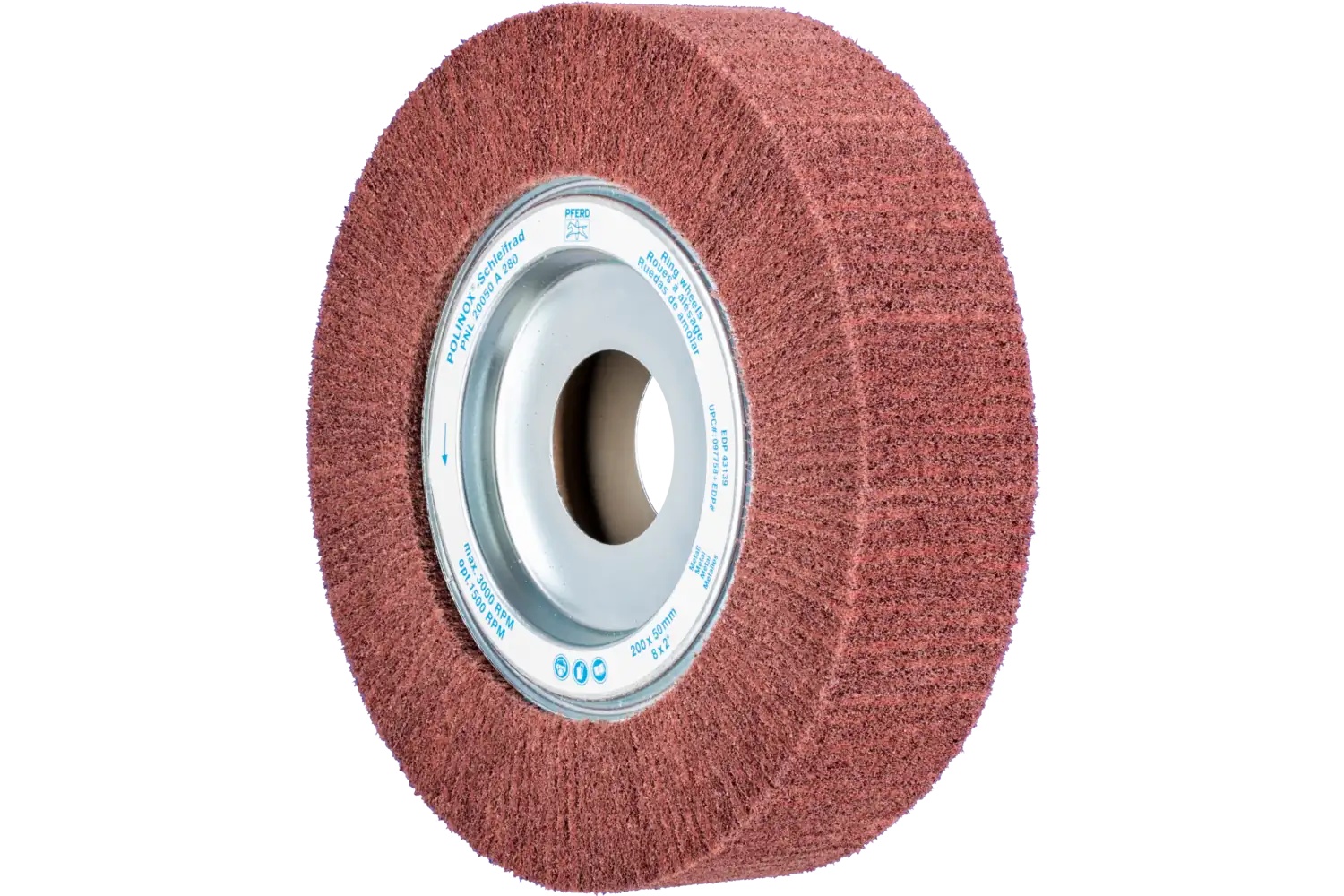 Picture of Pferd Polinox® Unmounted Flap Wheel, 8" X 2, 1" Ah, Radial, 280 Grit, Aluminum Oxide